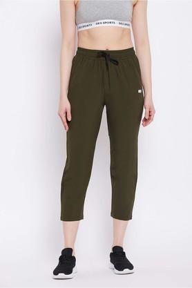 polyester slim fit high rise women's active wear tights - olive