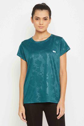 polyester slim fit womens activewear t-shirt - blue
