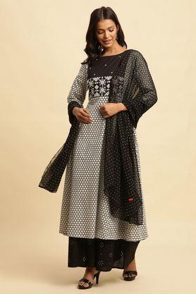 polyester woven women's dupatta - black