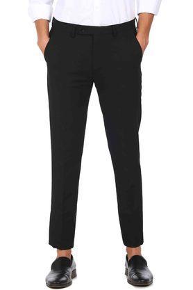 polyester blend super slim fit mens trousers - black