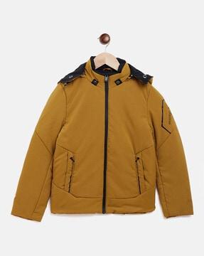 polyester jacket with detachable hood