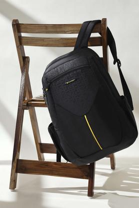 polyester men's laptop backpack - black