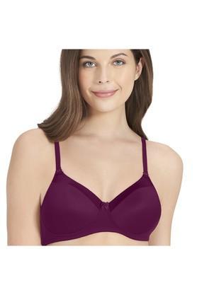 polyester non-wired lightly padded women's beginners bra - plum
