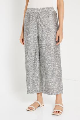 polyester silk printed pants - grey