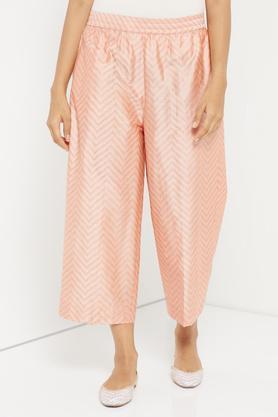 polyester silk printed pants - peach