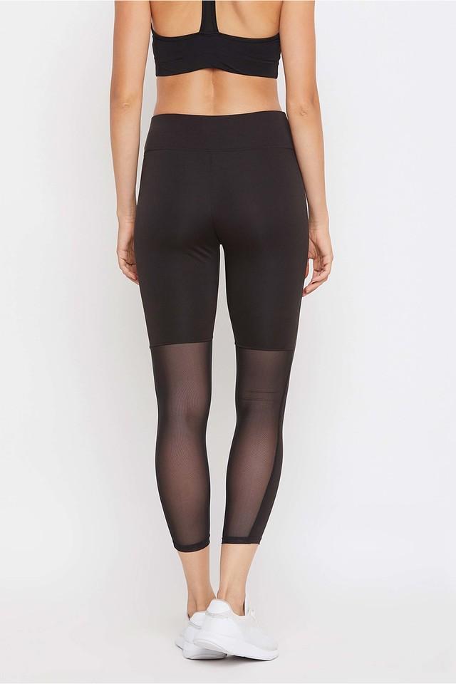 polyester slim fit high rise women's active wear tights - black