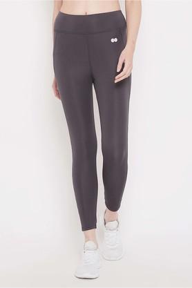 polyester slim fit high rise women's active wear tights - grey