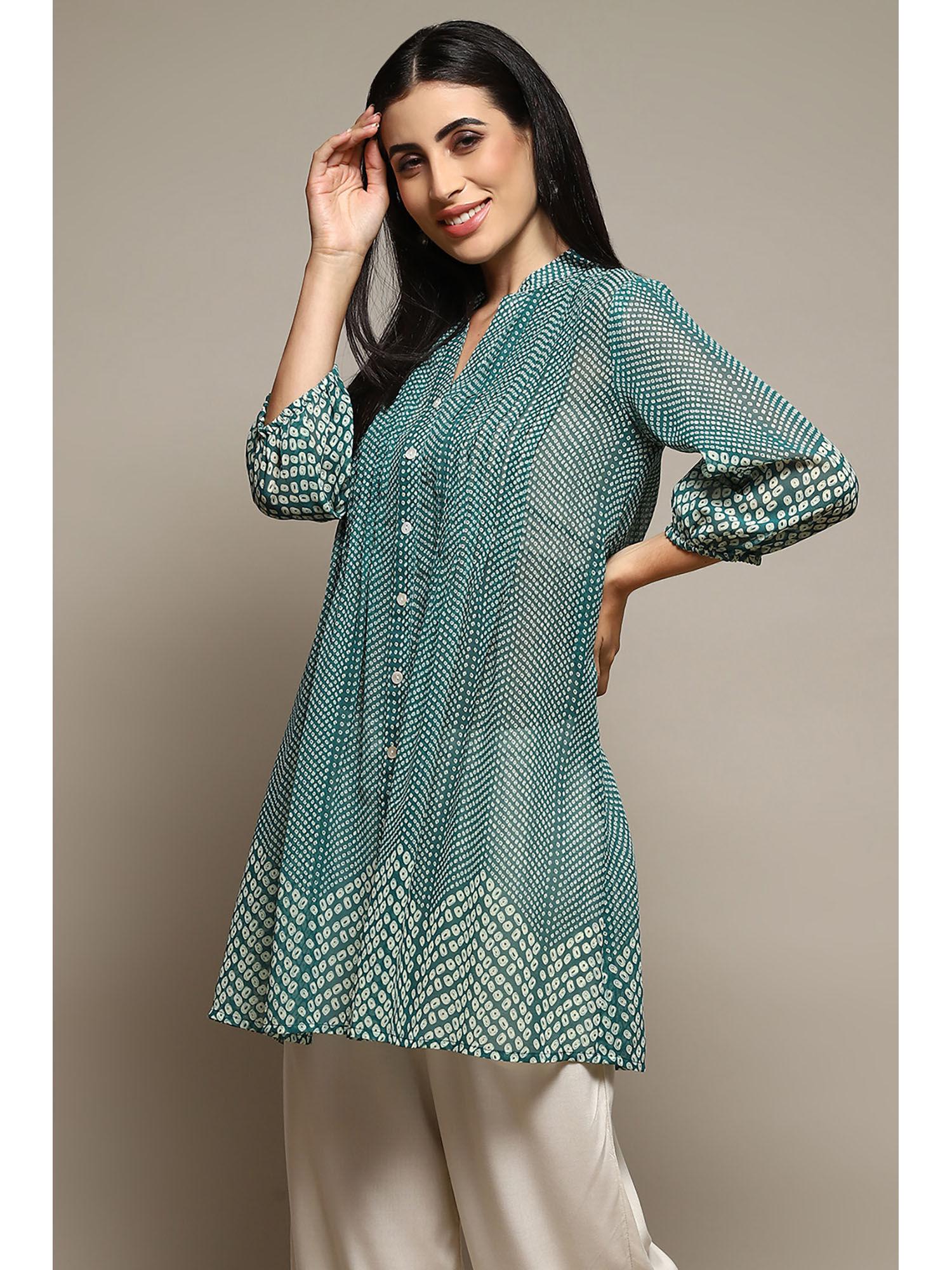 polyester teal printed tunic