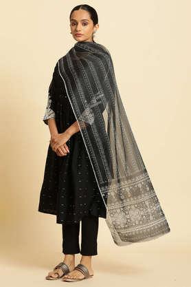 polyester woven women's dupatta - black