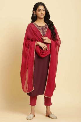 polyester woven women's dupatta - maroon