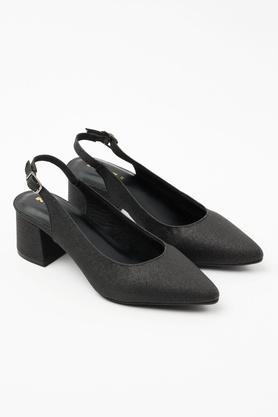 polyurethane backstrap women's party wear heels - black