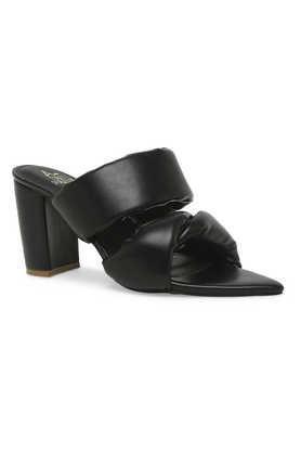 polyurethane slipon women's casual wear heels - black