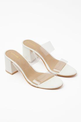 polyurethane slipon women's party wear heels - white