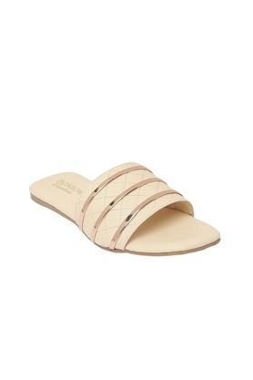 polyurethane slipon womens casual sandals - cream