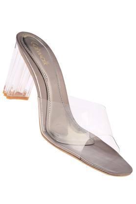 polyurethane slipon womens casual sandals - gunmetal