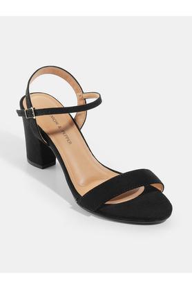 polyurethane buckle women's casual wear sandals - black