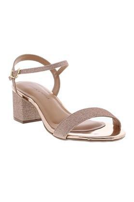 polyurethane buckle womens casual sandals - rose gold