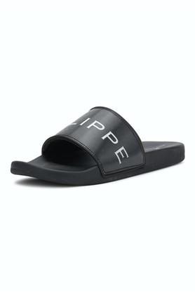 polyurethane slipon mens sandals - black