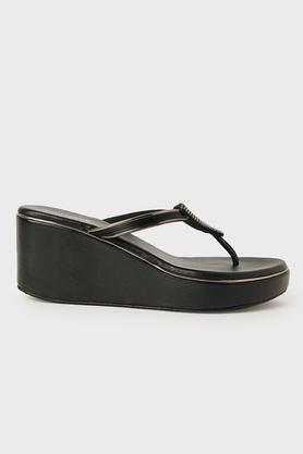 polyurethane slipon women's casual wear flats - black