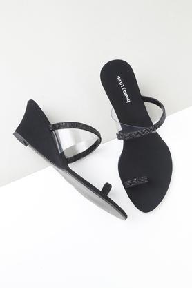 polyurethane slipon womens casual wear sandals - black