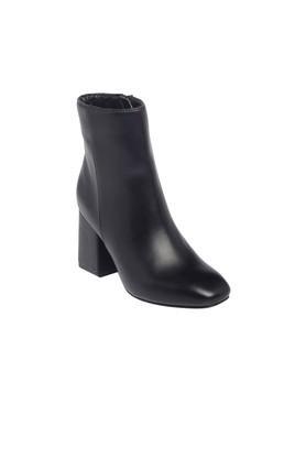 polyurethane zipper womens casual boots - black