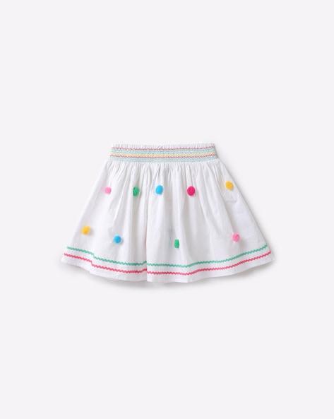 pom-pom embellished flared skirt with elasticated waist