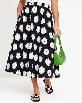 pom pom relaxed fit floral skirt
