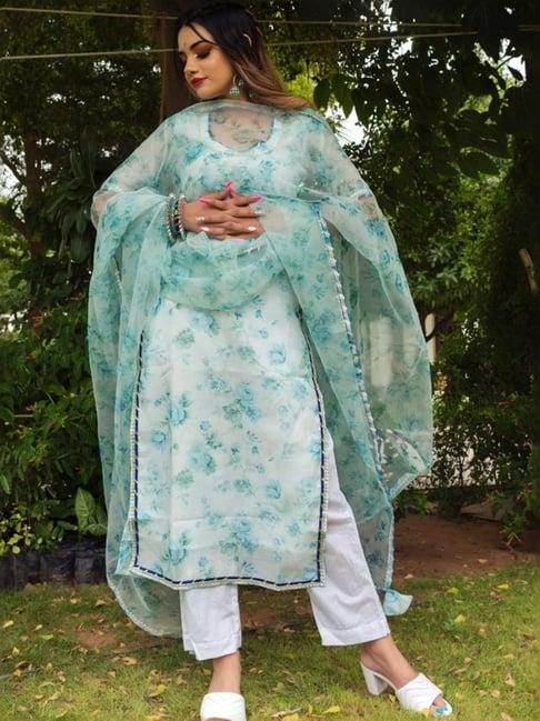 pomcha jaipur white jharokha falak chanderi kurta kurta with pant and dupatta