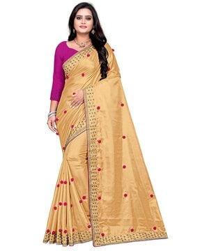 pompom work traditional saree