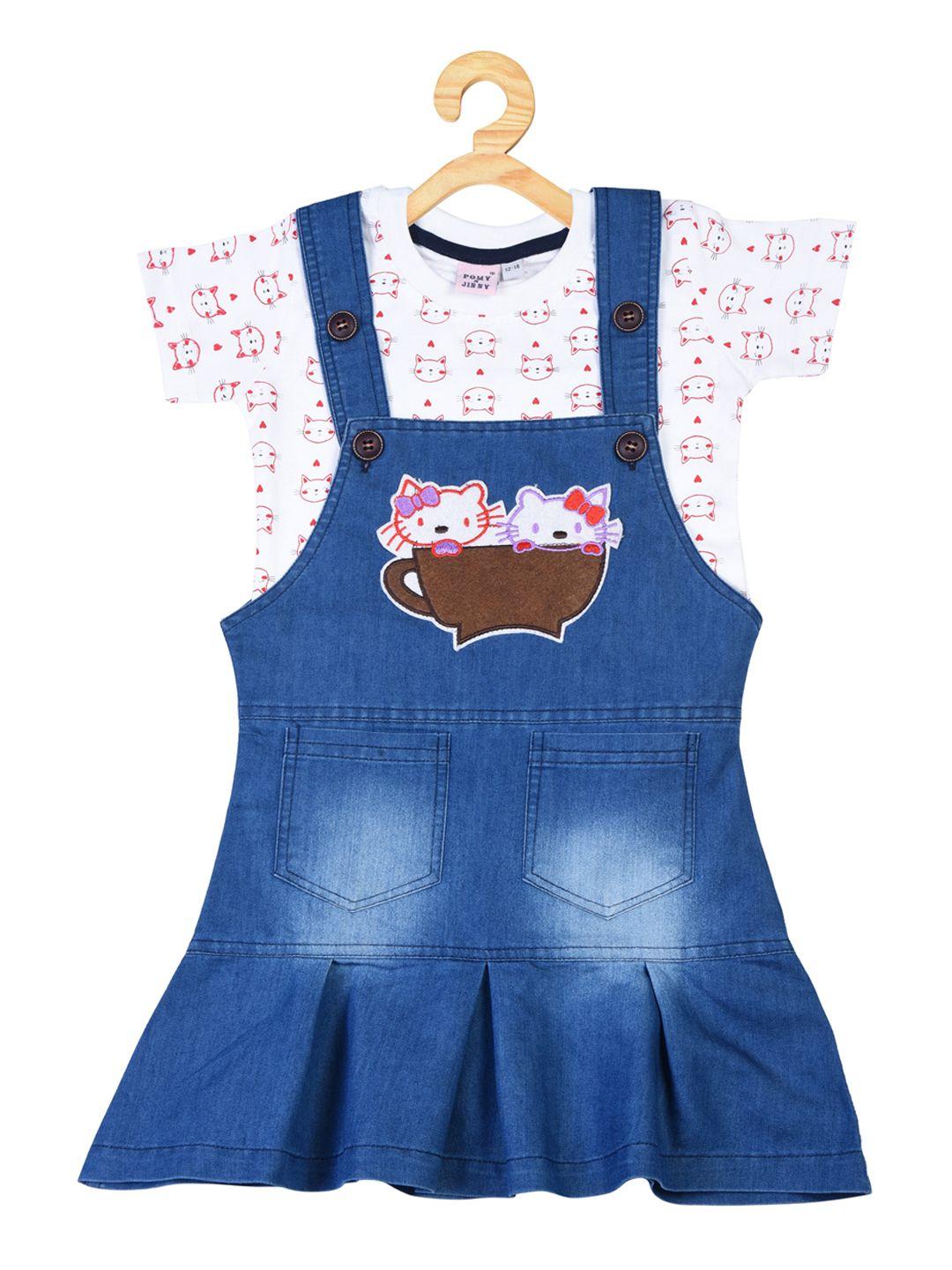 pomy & jinny infants embroidered denim dungarees with t-shirts