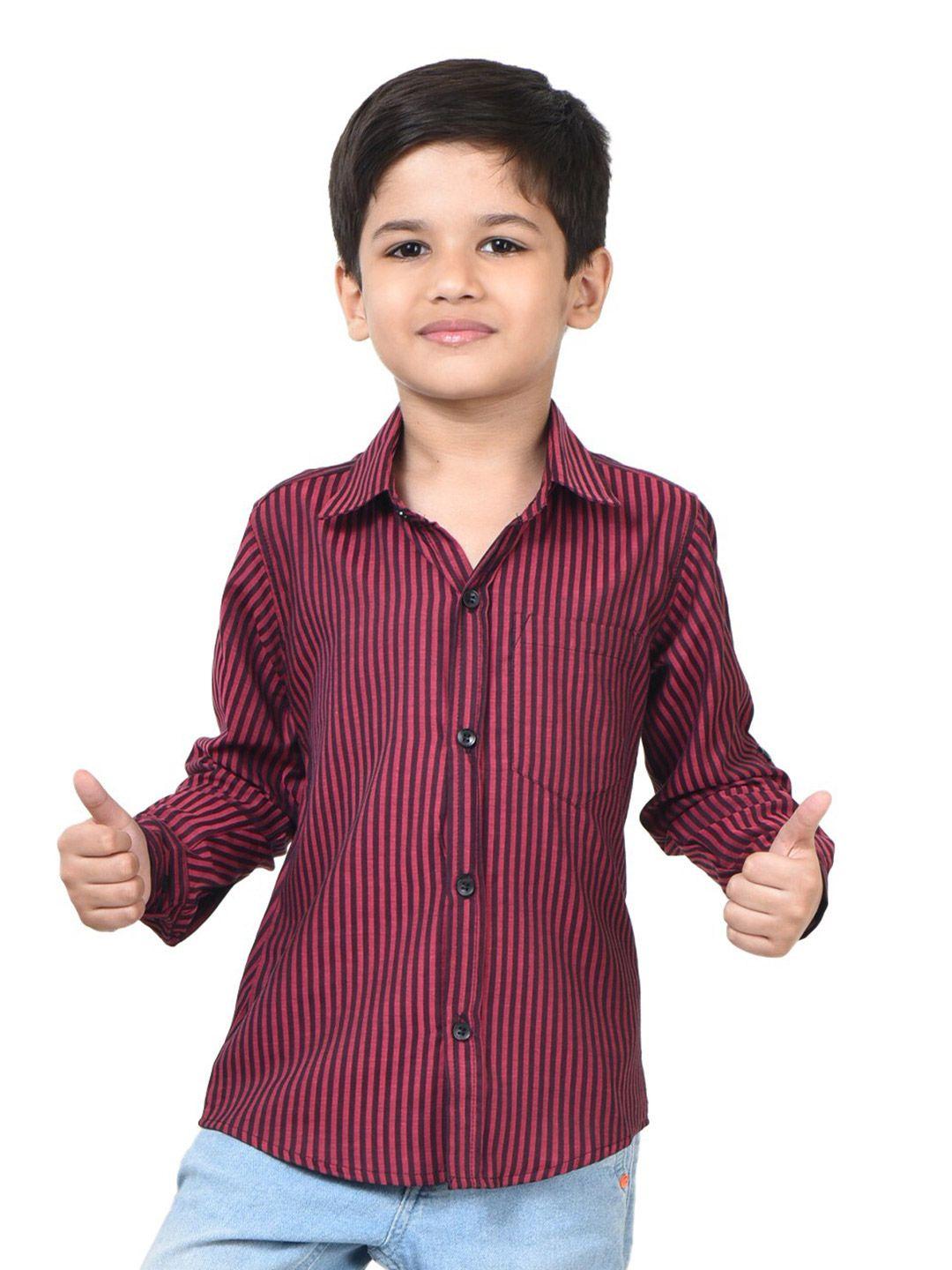 pomy & jinny boys comfort opaque striped cotton casual shirt