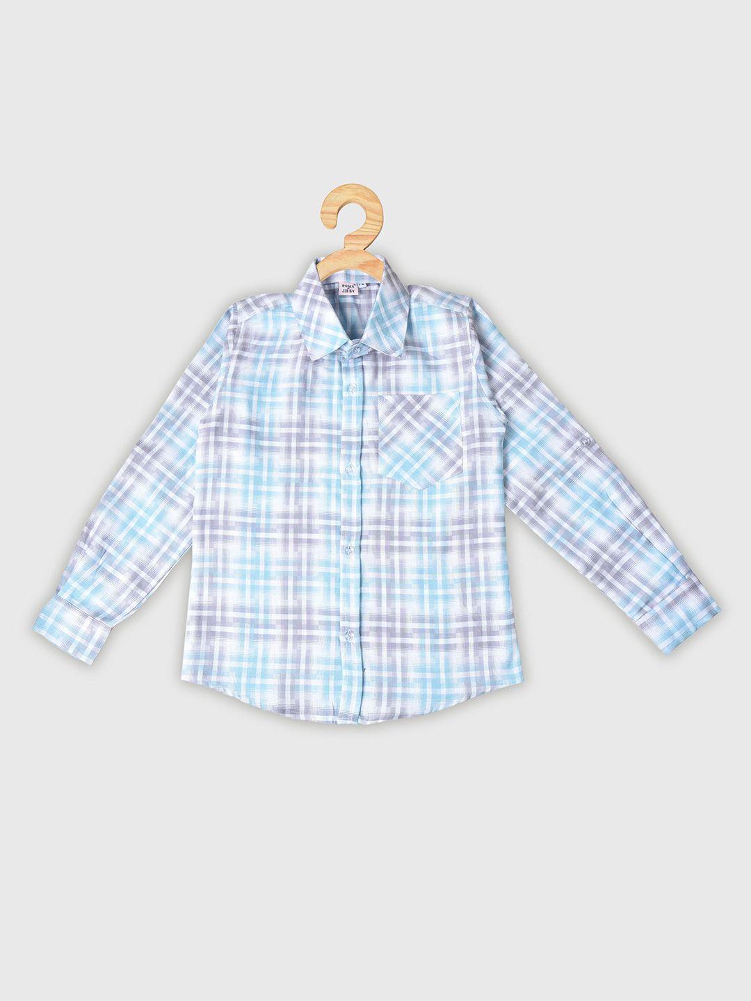 pomy & jinny boys slim fit tartan checked casual cotton shirt