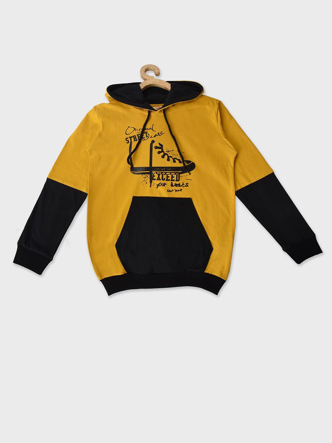 pomy & jinny boys yellow colourblocked hooded sweatshirt
