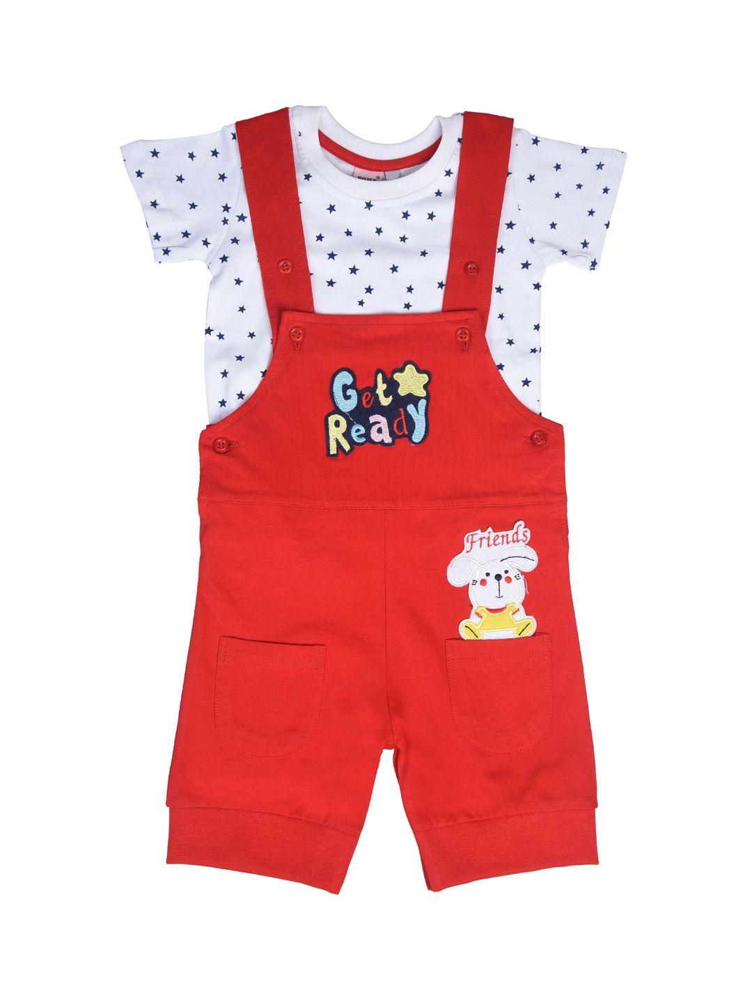pomy & jinny infants kids printed cotton dungarees with t-shirt