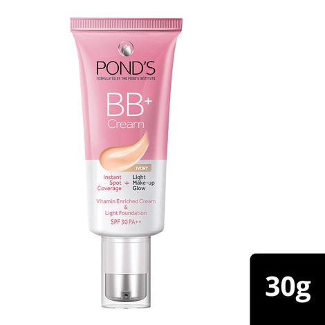 pond's bb+ cream, instant spot coverage + light make-up glow, ivory 30g