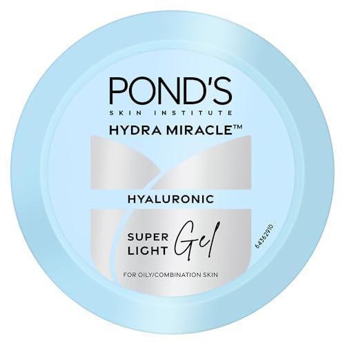 pond's super light gel, oil-free moisturizer, 100ml for hydrated, glowing skin, with hyaluronic acid & vitamin e, 24hr hydration, non-sticky, spreads easily & instantly absorbs