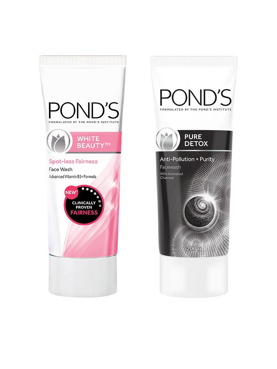 ponds set of white beauty spotless fairness & anti pollution activated charcoal face wash