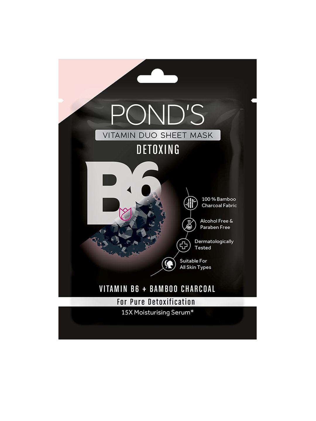 ponds activated charcoal clear detox vitamin duo sheet mask with vitamin b6 - 25 ml