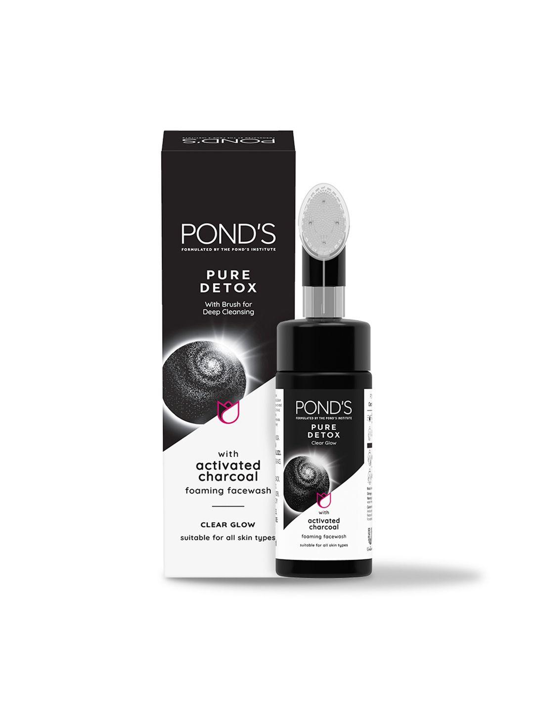 ponds pure detox foaming brush facewash with activated charcoal - 150 ml