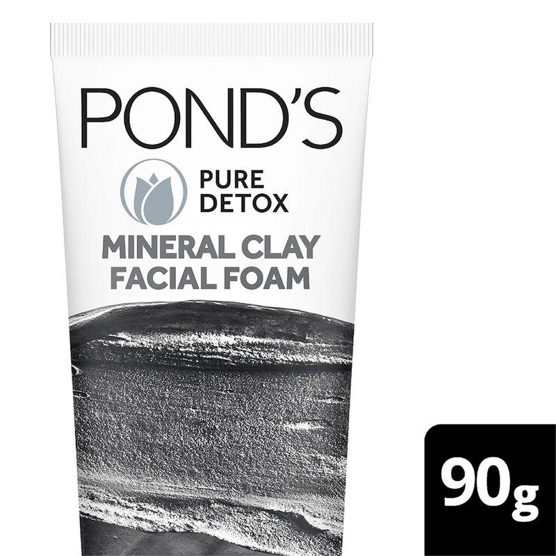 ponds pure detox mineral clay activated charcoal oil free glow & face wash