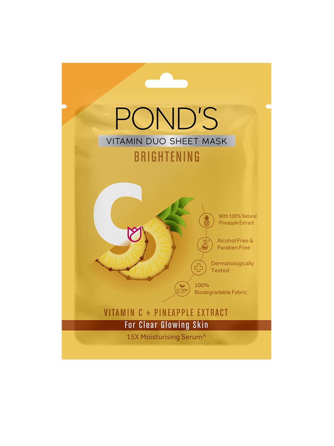 ponds vitamin c + pineapple extract brightening sheet mask for clear glowing skin 25 ml