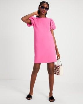 ponte puff-sleeve dress