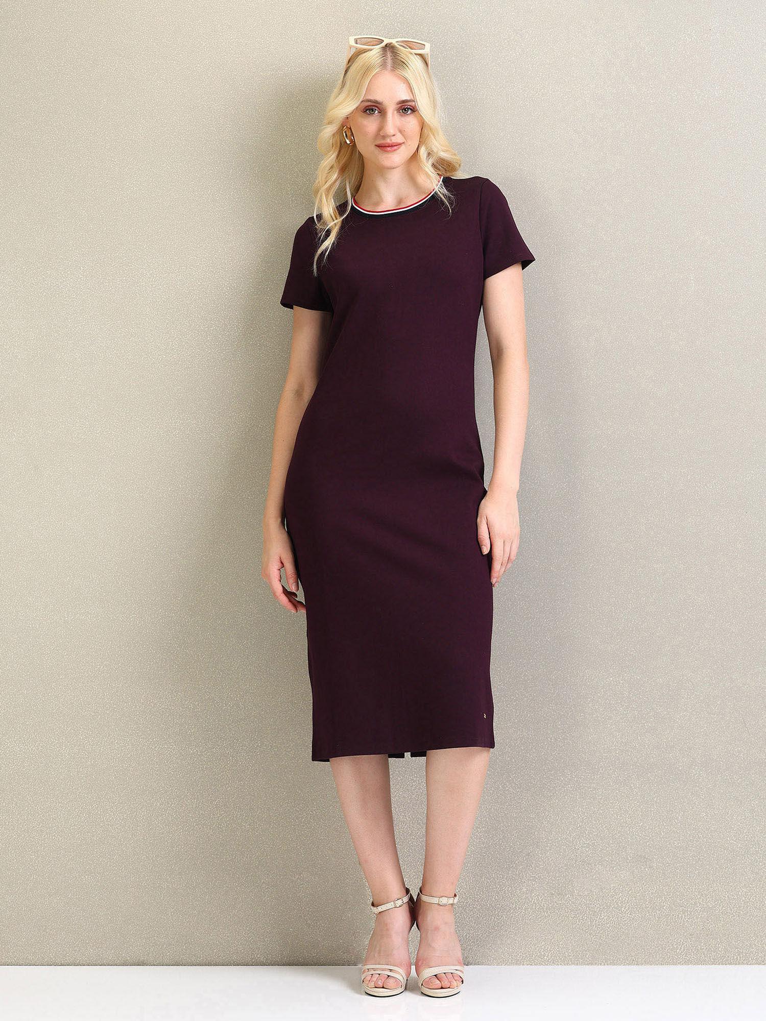 ponte roma knit sheath midi dress