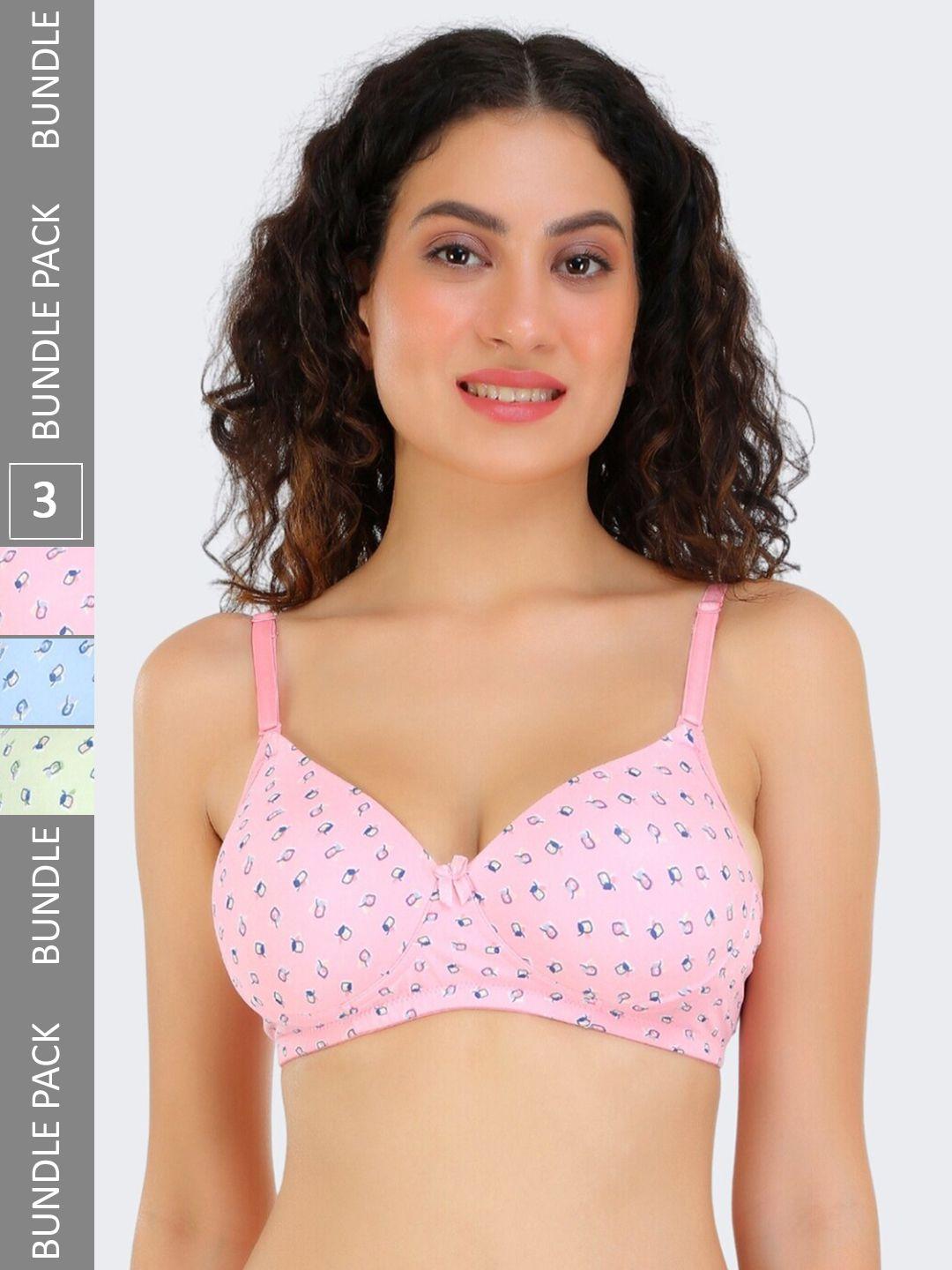 pooja ragenee pack of 3 full coverage lightly padded t-shirt bra with all day comfort