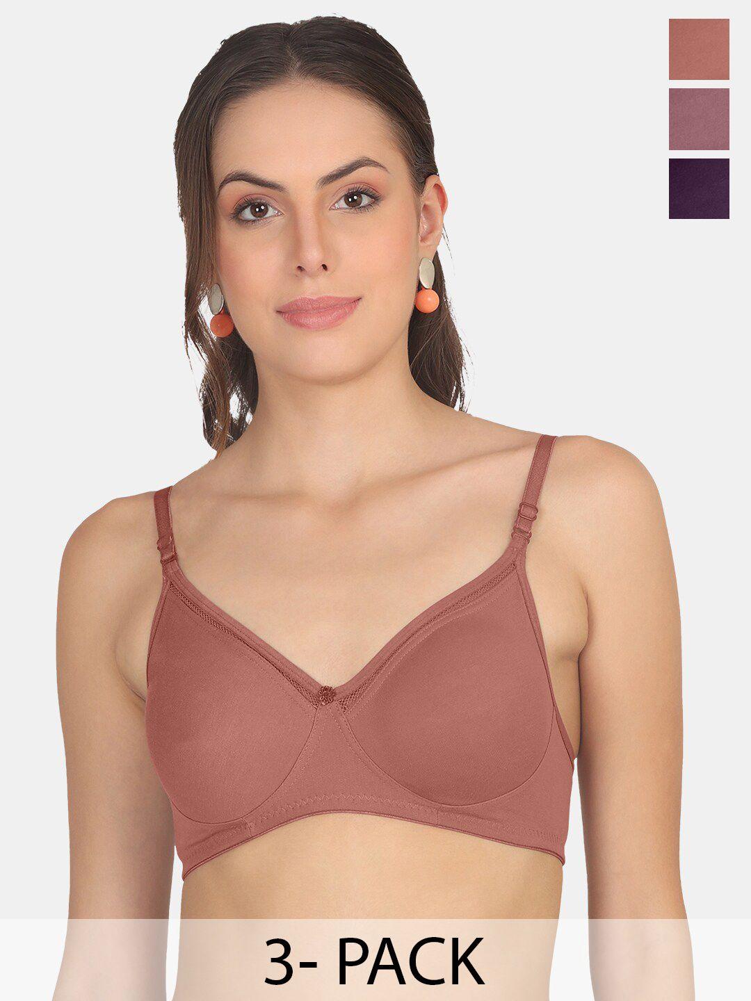 pooja ragenee pack of 3 full coverage non padded everyday bras with all day comfort