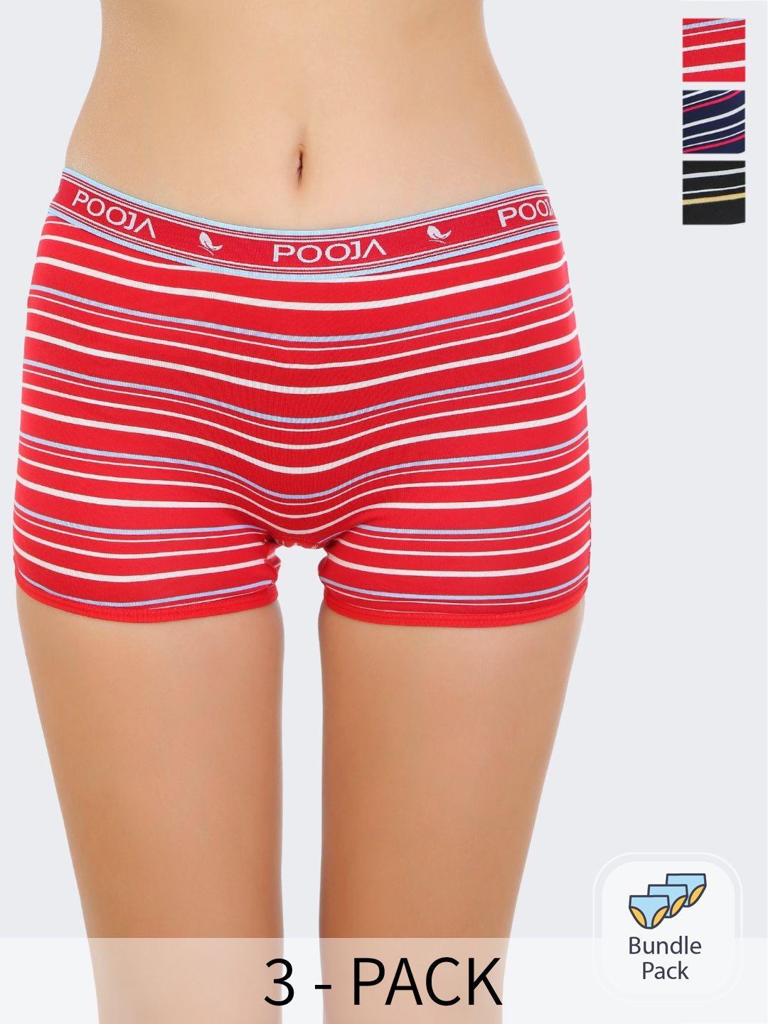 pooja ragenee pack of 3 striped boy shorts