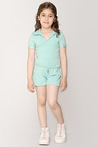 pool blue jersey co-ord set for girls