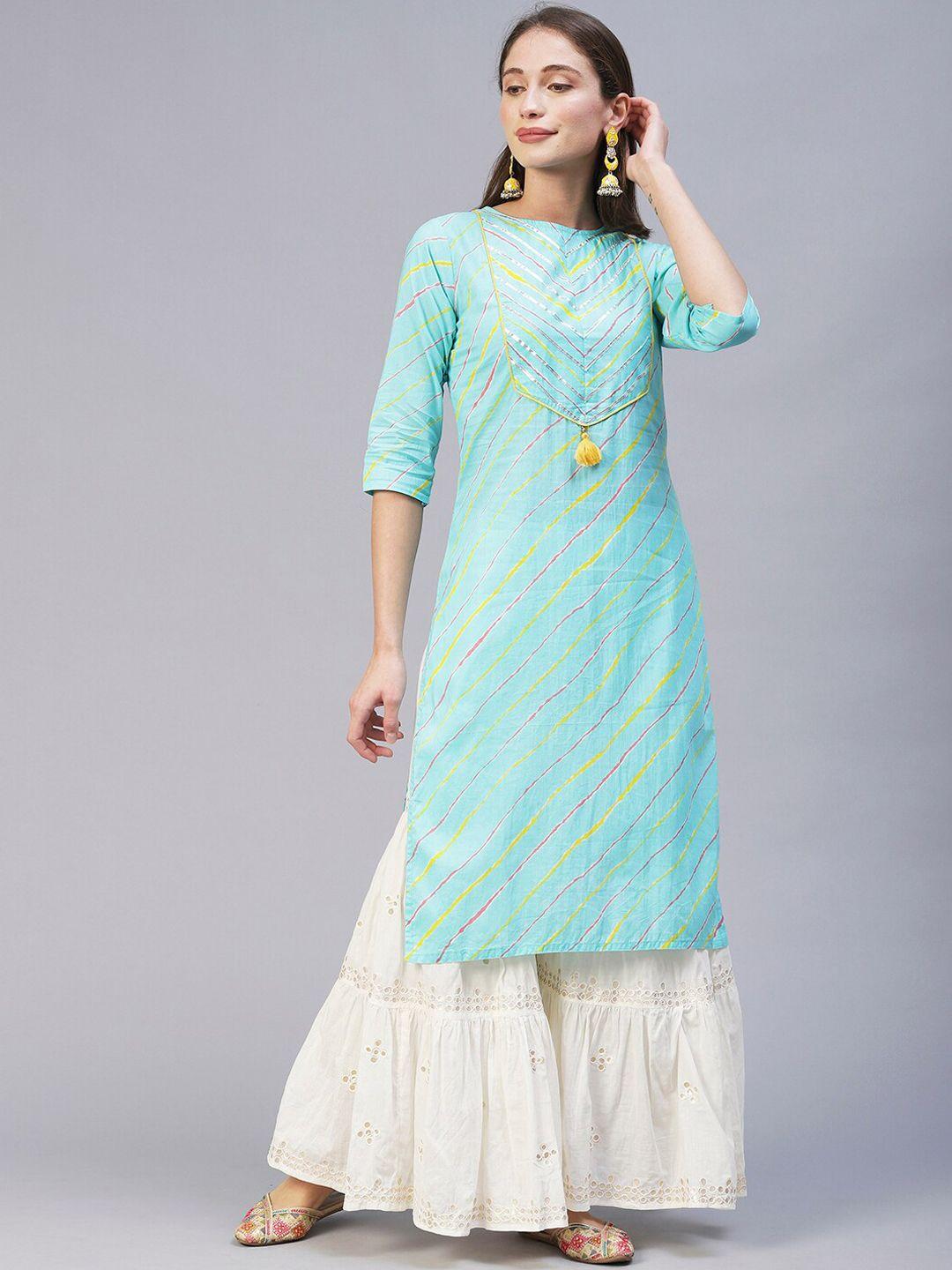 poonam designer women blue striped kurta