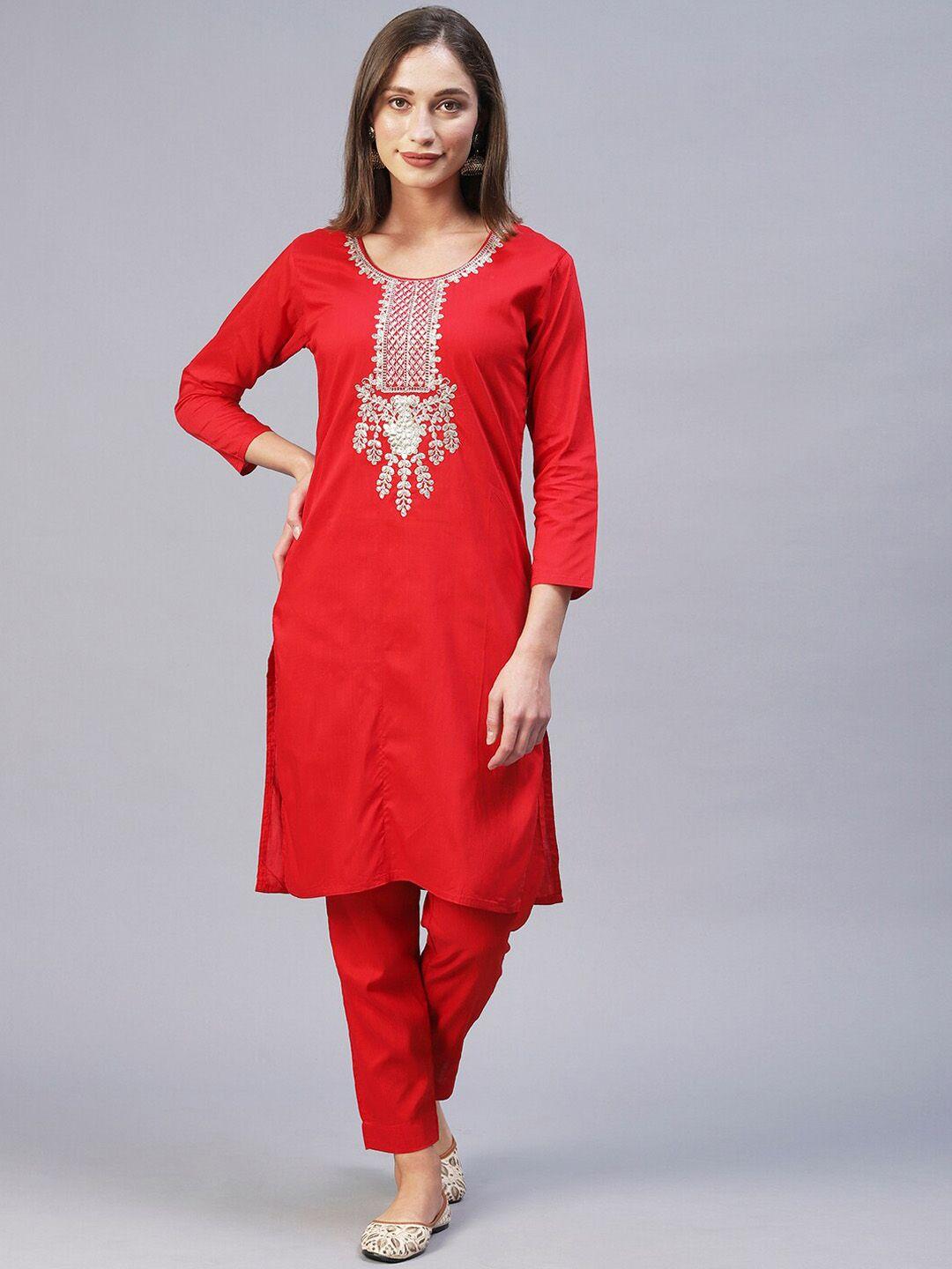 poonam designer women floral embroidered kurta with trousers