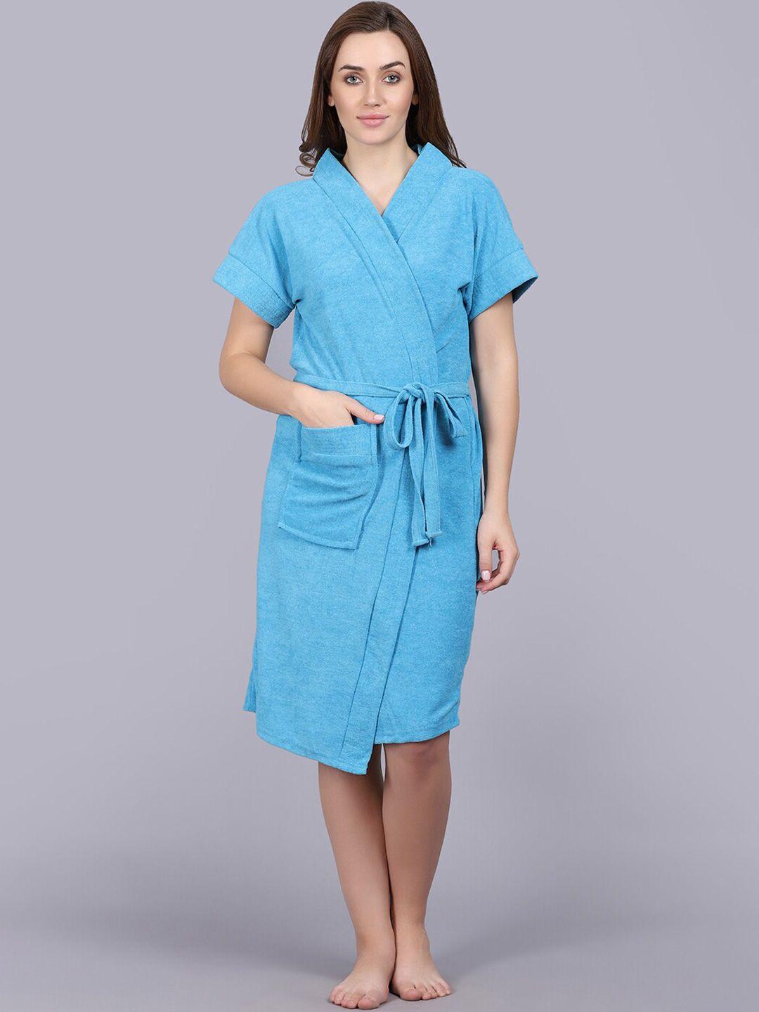 poorak blue short sleeves bath robe
